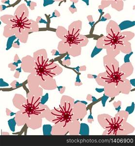 Vector Minimal Painting Effect Sakura or Floral Reapeat seamless Pattern