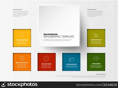 Vector Minimalist colorful Infographic template. Vector Minimalist colorful Infographic report template with square blocks