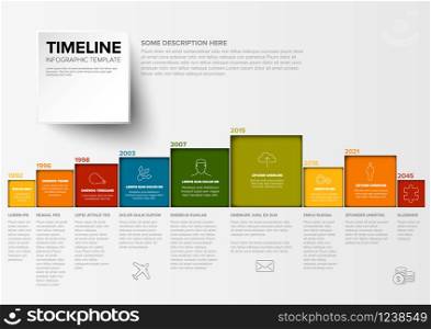 Vector Minimalist colorful timeline Infographic template with square blocks