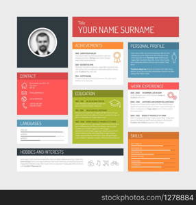 Vector minimalist cv / resume template dashboard profile