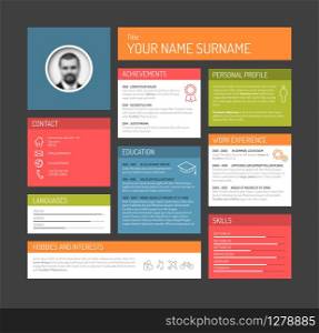Vector minimalist cv / resume template dashboard profile - dark version