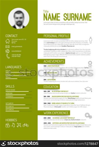 Vector minimalist cv / resume template - green version