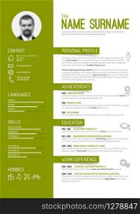 Vector minimalist cv / resume template - green version