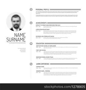 Vector minimalist cv / resume template - minimalistic black and white version