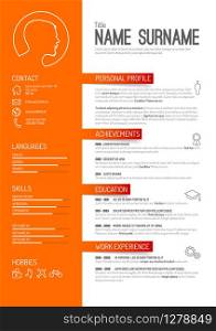Vector minimalist cv / resume template - orange version