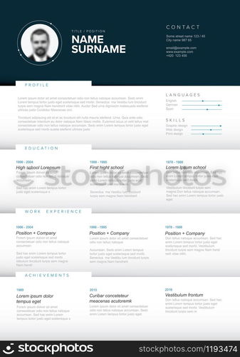 Vector minimalist cv / resume template with content blocks design. Minimalist resume cv template