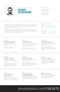Vector minimalist cv / resume template with content blocks design. Minimalist resume cv template