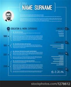 Vector minimalist cv / resume template with timeline - blue version