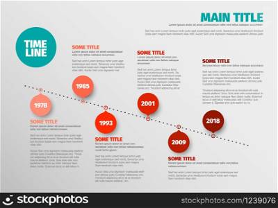 Vector minimalist diagonal timeline report template Infographic with circles