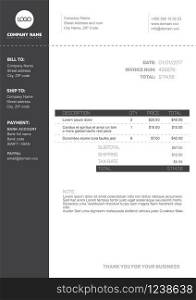 Vector minimalist invoice template design for your business / company - black and white version. Invoice template