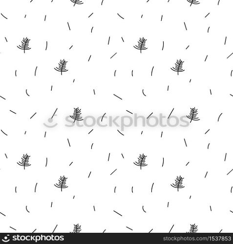 Vector minimalist monoline black and white scandinavian seamless pattern new year christmas tree. Doodle xmas background for winter holiday textile.. Vector minimalist monoline black and white scandinavian seamless pattern new year christmas tree. Doodle xmas background for winter holiday textile