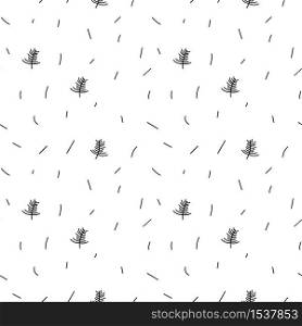Vector minimalist monoline black and white scandinavian seamless pattern new year christmas tree. Doodle xmas background for winter holiday textile.. Vector minimalist monoline black and white scandinavian seamless pattern new year christmas tree. Doodle xmas background for winter holiday textile