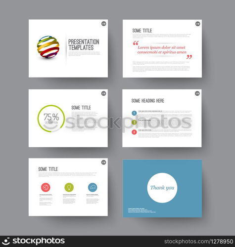 Vector minimalistic Templates for presentation slides with some sample content