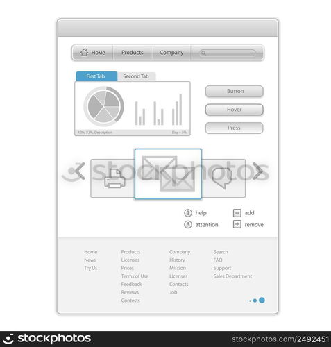 Vector minimalistic Web Page with interface control elements. EPS10 opacity