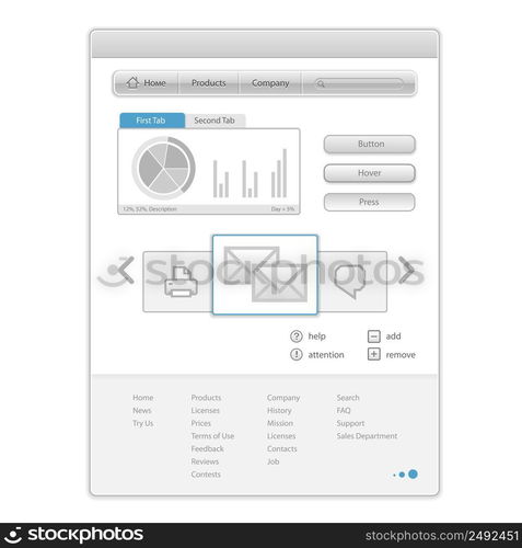 Vector minimalistic Web Page with interface control elements. EPS10 opacity