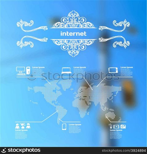 Vector mobile and web interface global network theme
