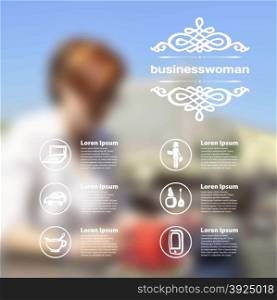 Vector mobile and web interface with business woman