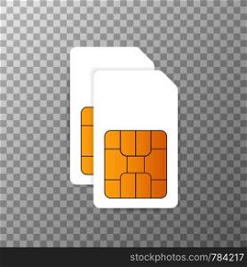 Vector Mobile Cellular Phone Sim Card Chip Isolated on Background. Vector stock illustration.