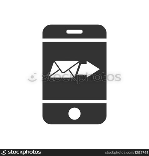 Vector mobile phone icon with the message sending icon. Simple flat design for apps and web sites.