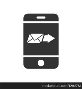 Vector mobile phone icon with the message sending icon. Simple flat design for apps and web sites.