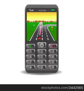 Vector mobile phones,with Global Positioning System street Map