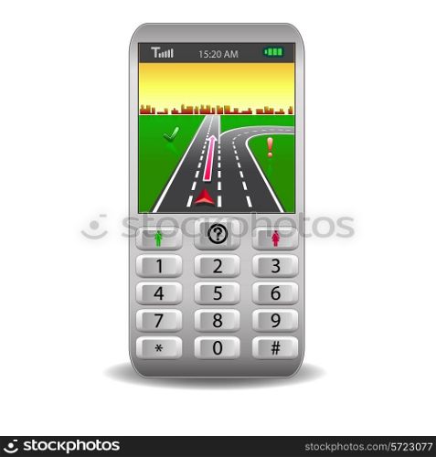 Vector mobile phones,with Global Positioning System street Map