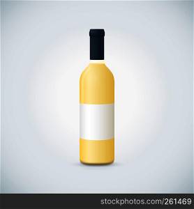 vector mock up white glass blank wine close bootle with cap white label illustration realistic with shadow template design isolated on dark background. vector blank wine bottle mockup