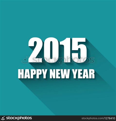Vector Modern blue simple Happy new year card (2015) with a long shadow effect