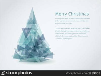 Vector modern card with abstract blue christmas tree. Modern christmas card with christmas tree