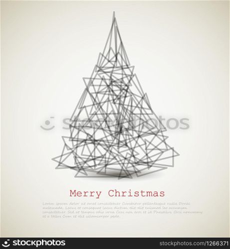 Vector modern card with abstract christmas tree on a light background