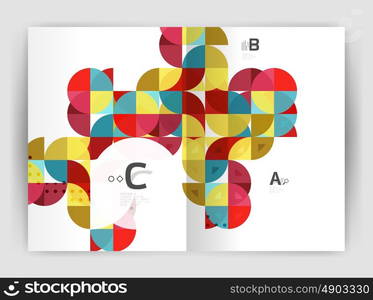 Vector modern geometric annual report cover. Modern business brochure or leaflet A4 cover template. Abstract background with color triangles, annual report print backdrop. Vector design for workflow layout, diagram, number options or web design