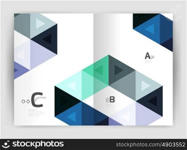 Vector modern geometric annual report cover. Modern business brochure or leaflet A4 cover template. Abstract background with color triangles, annual report print backdrop. Vector design for workflow layout, diagram, number options or web design