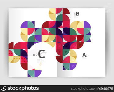 Vector modern geometric annual report cover. Vector modern geometric annual report cover. Modern business brochure or leaflet A4 cover template. Abstract background with color triangles, annual report print backdrop. Vector design for workflow layout, diagram, number options or web design