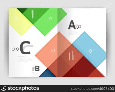 Vector modern geometrical a4 flyer brochure template, annual report print template with infographics abc options