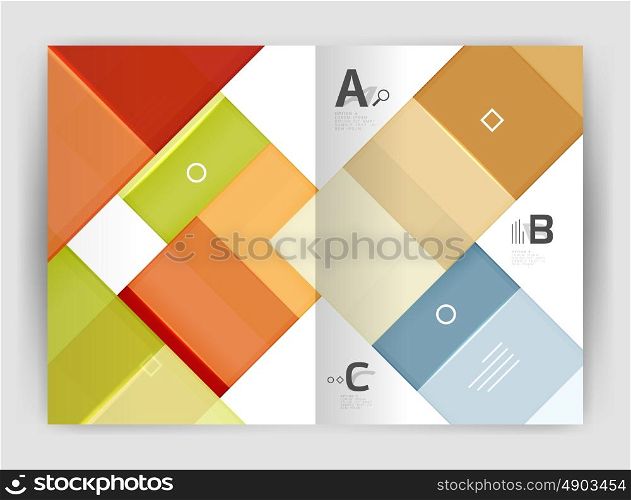 Vector modern geometrical a4 flyer brochure template, annual report print template with infographics abc options