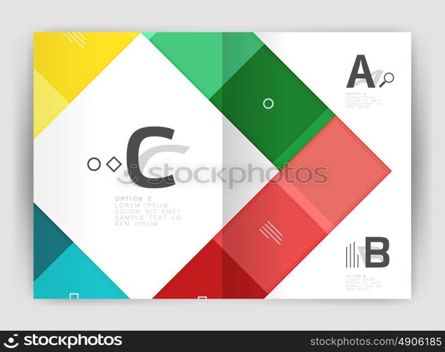 Vector modern geometrical a4 flyer brochure template. Vector modern geometrical a4 flyer brochure template, annual report print template with infographics abc options