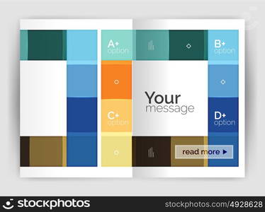 Vector modern geometrical a4 flyer brochure template. Vector modern geometrical a4 flyer brochure template, annual report print template with infographics abc options