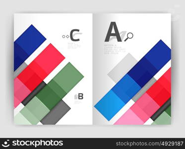 Vector modern geometrical a4 flyer brochure template. Vector modern geometrical a4 flyer brochure template, annual report print template with infographics abc options