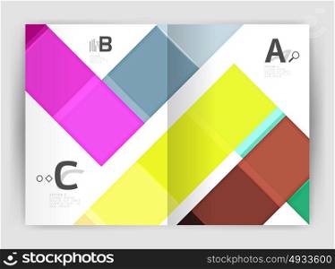 Vector modern geometrical a4 flyer brochure template. Vector modern geometrical a4 flyer brochure template, annual report print template with infographics abc options