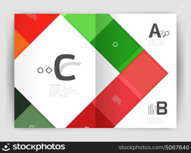 Vector modern geometrical a4 flyer brochure template. Vector modern geometrical a4 flyer brochure template, annual report print template with infographics abc options