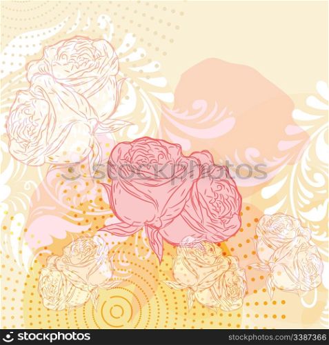 vector modern grunge background with roses with space for your text, clipping mask, eps10