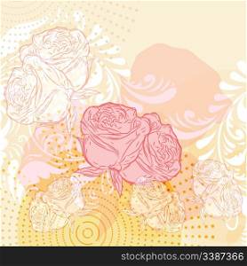 vector modern grunge background with roses with space for your text, clipping mask, eps10
