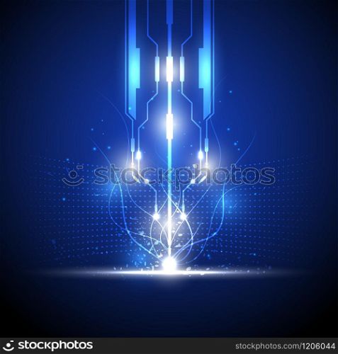 Vector modern laser technology with spark light effect abstract background