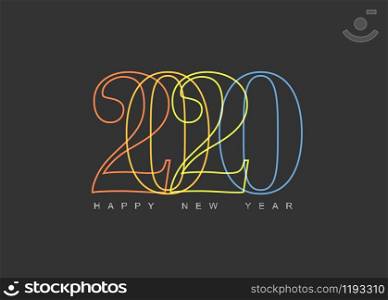 Vector Modern minimalistic Happy new year card (2020) with a big numbers and flat overlay effect. Vector Modern minimalistic Happy new year card