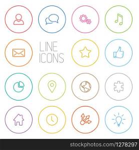 Vector Modern outline circle thin line icon collection