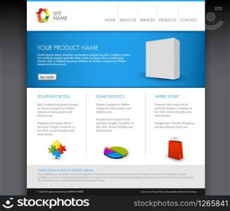 Vector Modern product homepage template - Blue version