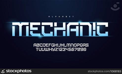 Vector modern technology alphabet, creative characters set.. Vector modern technology alphabet, creative characters set