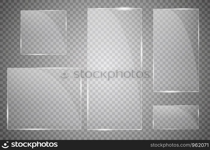 Vector modern transparent glass plates set on transparent background. Vector modern transparent glass plates set on transparent background.