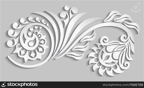 Vector modern volumetric floral elements. Trendy craft style illustration. 3d effect imitation. Vector floral elements. 3d effect imitation