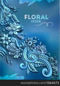 Vector modern volumetric floral illustration. Trendy craft style card design. 3d effect imitation. Vector modern volumetric floral illustration.